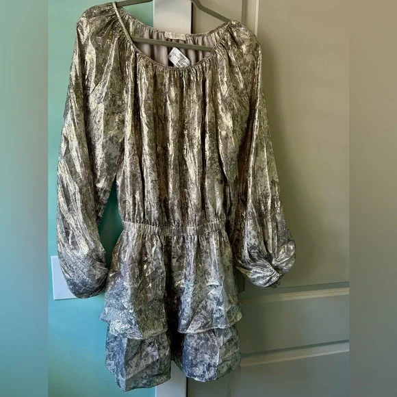 Ramy Brook / Metallic Miami Long Sleeve Dress (Size Small - Missing Belt) - Picture 3 of 12